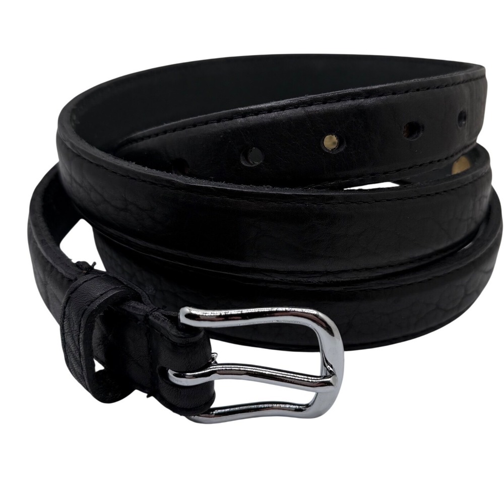 NWOT Boston Leather Mens Full Grain Bison Leather 1.25" Dress Belt Black Size 64